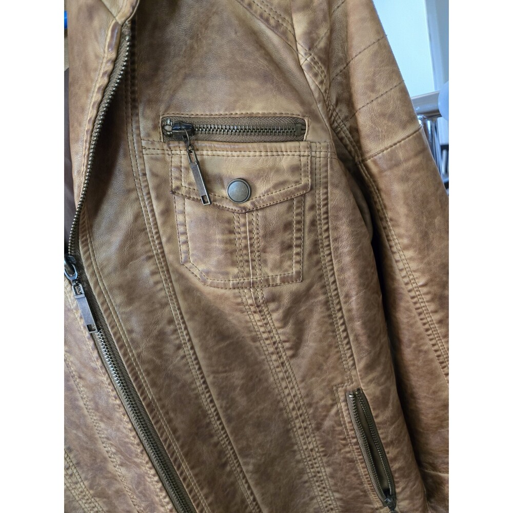J2 Women pleather hip length jacket used Size L petite - Picture 3 of 8